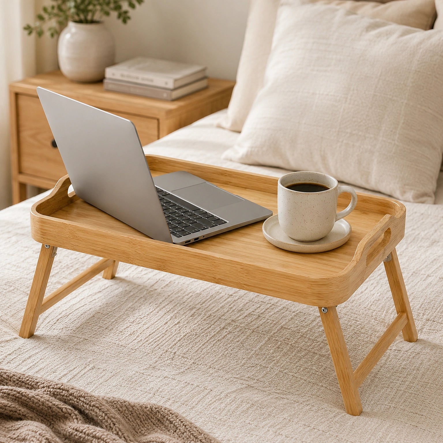 Bandeja de Cama Liria com notebook para trabalho e estudo na cama