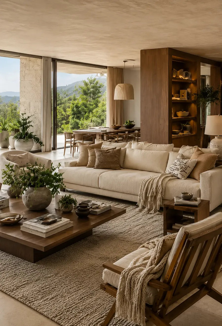 Sala de estar brasileira contemporânea com decoração premium da Lorene Decor