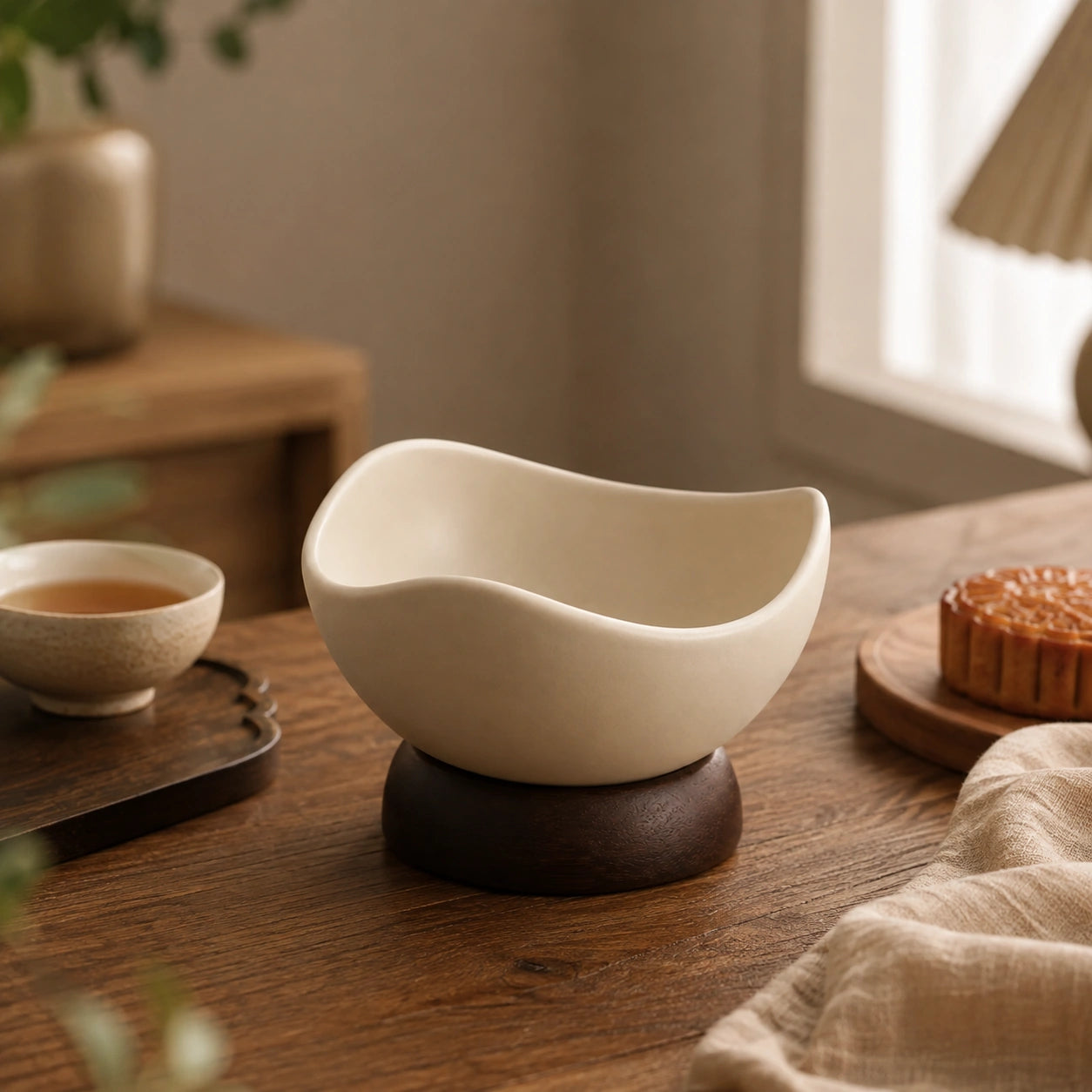 Bowl Évora em cerâmica creme compondo mesa posta sofisticada