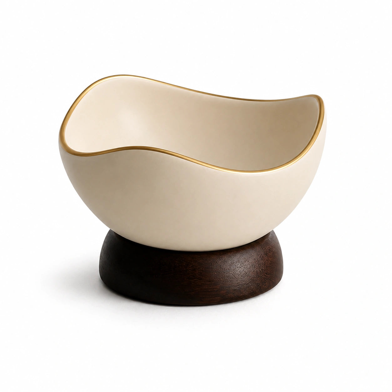 Bowl Évora na variante Creme com Borda Dourada sobre fundo branco