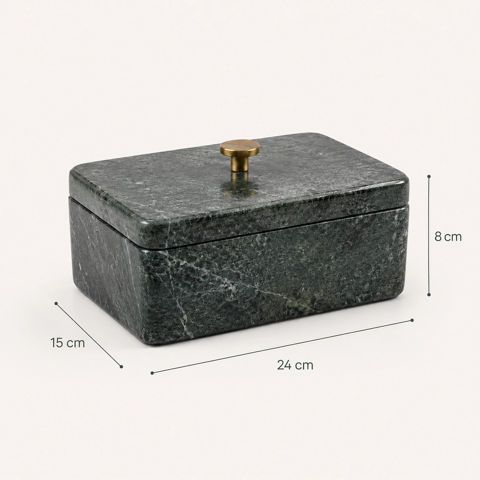 Dimensões da Caixa Decorativa Serra com 24 cm de largura, 15 cm de profundidade e 8 cm de altura