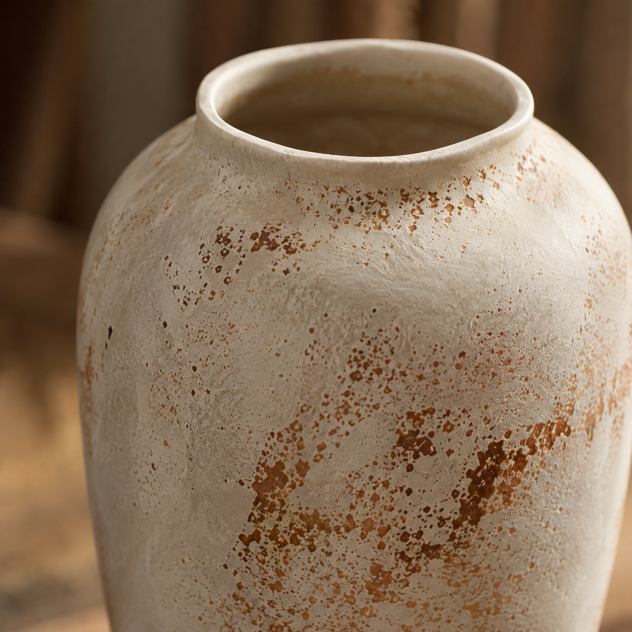 Detalhe da borda e da abertura do Vaso Ravena em cerâmica
