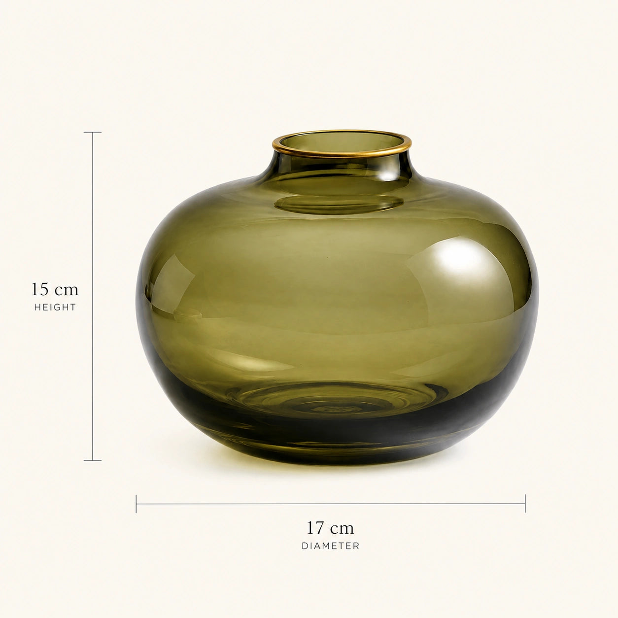Medidas do Vaso Aurore com 15 cm de altura e 17 cm de diâmetro